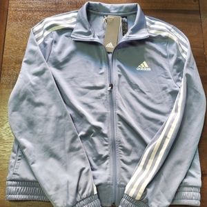 New Women's Adidas Track Jacket Medium Blue/Gray